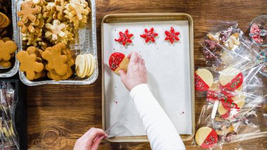 Düz yatıyordu. Dikkatlice paketlenmiş Noel kurabiyeleri, çikolataya batırılmış, ezilmiş fındık serpiştirilmiş, ve şeffaf selofan ambalajla sunulmuş..