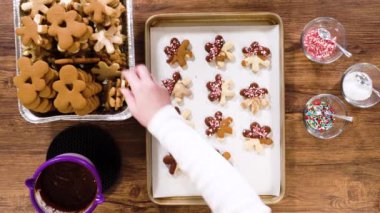 Düz yatıyordu. Yıldız şeklinde kurabiyeler hazırlıyorum, çikolataya yarı daldırılmış, bayram için naneli çikolata parçacıkları ile aksanlı..