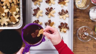 Düz yatıyordu. Yıldız şeklinde kurabiyeler hazırlıyorum, çikolataya yarı daldırılmış, bayram için naneli çikolata parçacıkları ile aksanlı..