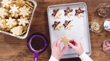 Düz yatıyordu. Yıldız şeklinde kurabiyeler hazırlıyorum, çikolataya yarı daldırılmış, bayram için naneli çikolata parçacıkları ile aksanlı..