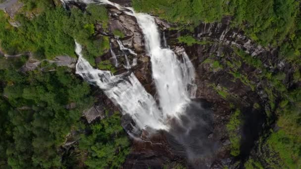 Nádherná Krajina Norsku Hordaland Krásná Scenérie Vodopádu Skjervsfossen — Stock video