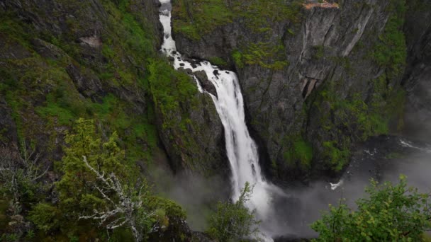 Voringsfossen Massiver Wasserfall Norwegen Voringsfossen — Stockvideo