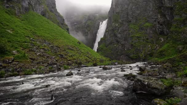 Voringsfossen Massivt Vattenfall Norge Voringsfossen — Stockvideo