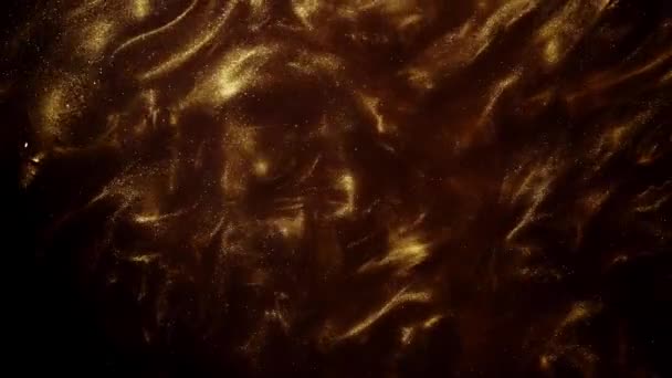 Mouvement Fluide Scintillant Fondu Superposition Peinture Liquide Jaune Étincelante — Video