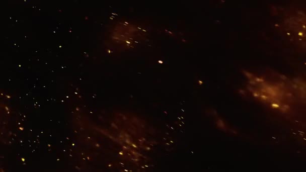 Partículas Ouro Voam Câmera Lenta Permanecendo Lentamente Partículas Fundo Bokeh — Vídeo de Stock