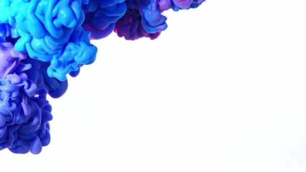 Blaue Tinte Wasserexplosion Von Der Linken Seite Aquarelltinte Wasser Auf — Stockvideo
