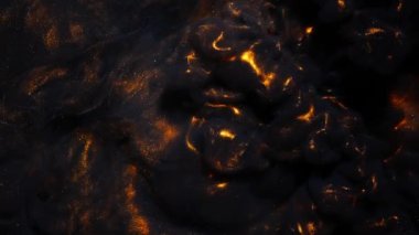 Siyah arka planda altın akrilik mürekkep karışımı. Soyut sanat arkaplanı.