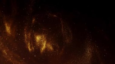 Parıldayan sıvı hareketi. Erimiş altın. Işıltılı sarı sıvı boya akışı.