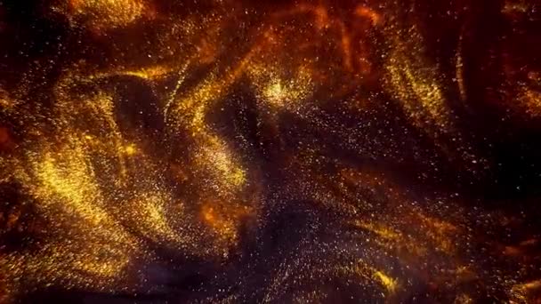 Mouvement Fluide Scintillant Fondu Superposition Peinture Liquide Jaune Étincelante — Video