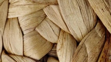 Texture of a wicker wooden box close up. Weaving from wood, wood texture, wooden objects close-up