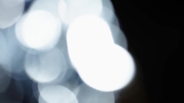 Blurred Bianco Nero Astratto Natale Video Bokeh Lampeggiante Sfocato Particelle — Video Stock