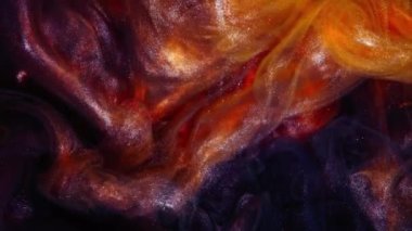 Kara Arkaplan 'da parlayan altın rengi yüzen toz parçacıkları Bokeh yıldızı ile soyut altın arkaplan. Uzayda fütürist ışıltı.