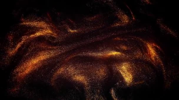 Kara Arkaplan Parlayan Altın Rengi Yüzen Toz Parçacıkları Bokeh Yıldızı — Stok video