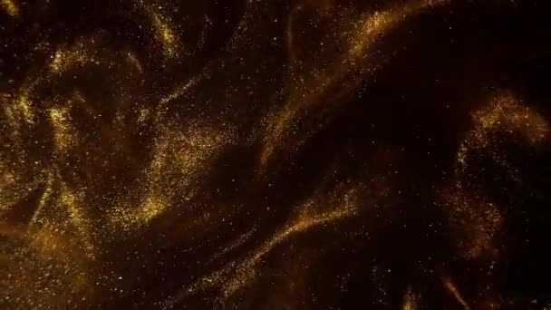 Gouddeeltjes Abstracte Achtergrond Met Glanzende Gouden Zwevende Stofdeeltjes Flare Bokeh — Stockvideo