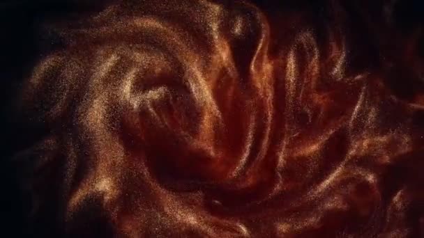 輝く金色の浮遊ダスト粒子と金粒子抽象背景黒の背景にフレアボケ星 宇宙での未来的な輝き — ストック動画