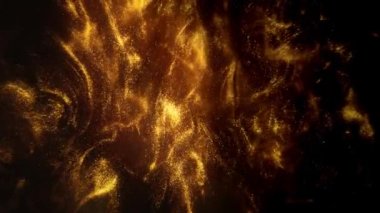 Altın tozu parçacıkları havada yavaş çekimde uçar ve yavaşça kalır. Toz Parçacıkları Arkaplan Bokeh Işıkları Siyah Arkaplan 4k Görüntülü Kar Parçacıkları Arkaplanı.