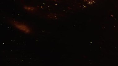 Altın tozu parçacıkları havada yavaş çekimde uçar ve yavaşça kalır. Toz Parçacıkları Arkaplan Bokeh Işıkları Siyah Arkaplan 4k Görüntülü Kar Parçacıkları Arkaplanı.