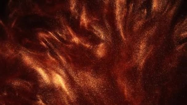 Glitter Inkt Achtergrond Verfmix Vulkaanuitbarsting Hete Lava Lekkage Gedempte Oranje — Stockvideo