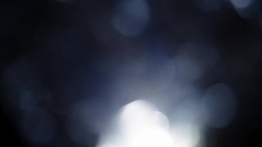 Bulanık siyah ve beyaz soyut Noel 4k video görüntüsü yanıp sönen parlayan ağaç yaprakları güneşli arka planda izole edilmiş.