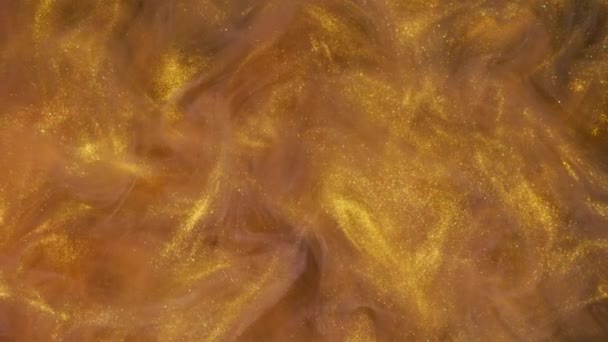 Movimiento Fluido Brillo Oro Fundido Superposición Flujo Pintura Líquida Amarilla — Vídeos de Stock