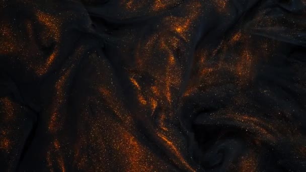 Змішування Золотого Акрилового Чорнила Чорному Тлі Абстрактний Художній Фон — стокове відео