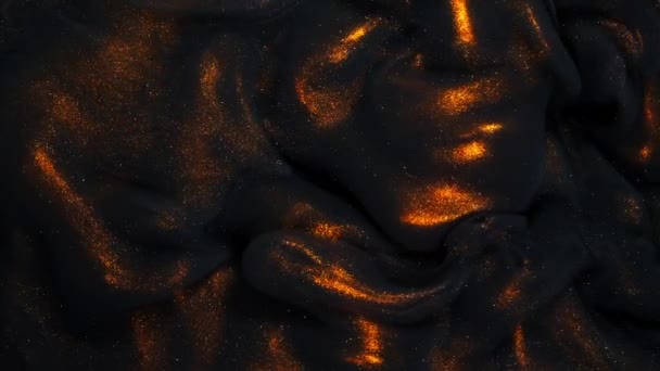 Смешивание Золотых Акриловых Чернил Черном Фоне Абстрактное Искусство — стоковое видео