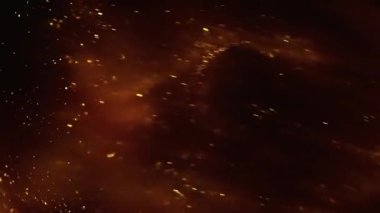 Altın tozu parçacıkları havada yavaş çekimde uçar ve yavaşça kalır. Toz Parçacıkları Arkaplan Bokeh Işıkları Siyah Arkaplan 4k Görüntülü Kar Parçacıkları Arkaplanı.