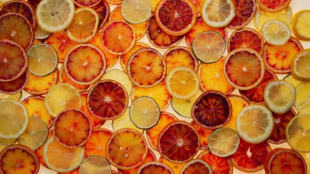 Owoce Cytrusowe Plasterkach Światłem Cytryna — Wideo stockowe