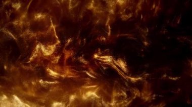 Parıldayan sıvı hareketi. Erimiş altın. Işıltılı sarı sıvı boya akışı.