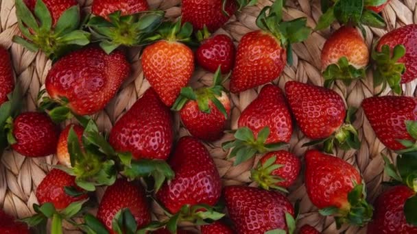 草莓的近缘非常缓慢的旋转背景 — 图库视频影像