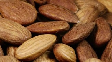 Almond Nuts close up macro shot with selective focus. Healthy organic nutrition eating