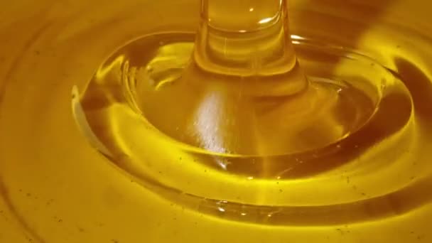 Macro Sparare Densa Goccia Liquida Olio Miele Che Cade Sfondo — Video Stock