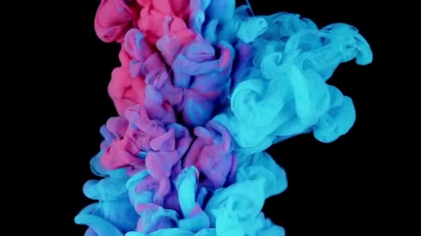 Belleza Nebulosa Formas Forma Nube Elaboradas Con Pintura Azul Lila — Vídeos de Stock
