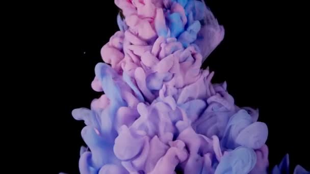 Ethereal Fluid Art Clouds Close Mix Blue Lilac Pink Paint — Stock Video