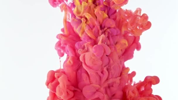 Encre Orange Rouge Étalée Dans Eau Fond Coloré Abstrait Avec — Video
