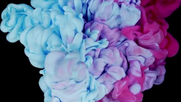 Akışkan Sanattaki Renkli Bulutlar Mavi Leylak Pembe Boyanın Yakın Çekim — Stok video