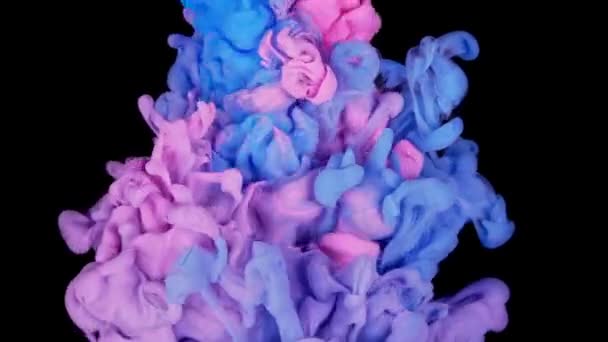 Yukarıdan Renkli Gökkuşağı Boya Damlaları Suya Karışıyor Mürekkep Suyun Altında — Stok video
