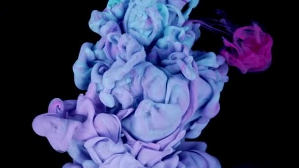 Nebbia Luminosa Sul Nero Blu Intricato Vernice Lilla Creano Forme — Video Stock