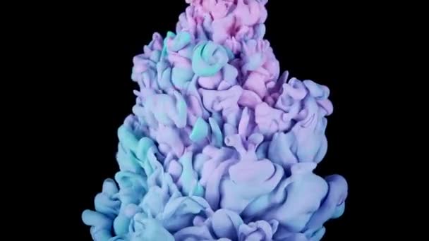 Красочные Капли Радужной Краски Сверху Смешивающиеся Воде Чернила Кружатся Водой — стоковое видео
