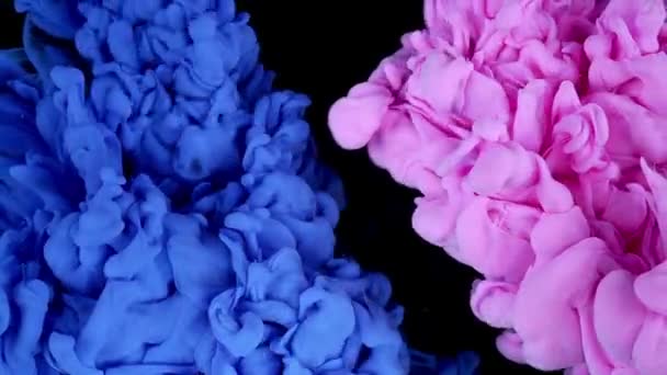 Niebieski Różowy Brokat Rozprowadzający Się Wodzie Streszczenie Tła — Wideo stockowe