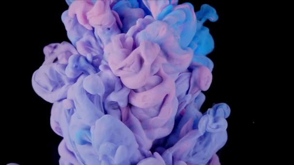 Encre Rose Bleue Paillettes Répandant Dans Eau Contexte Abstrait — Video