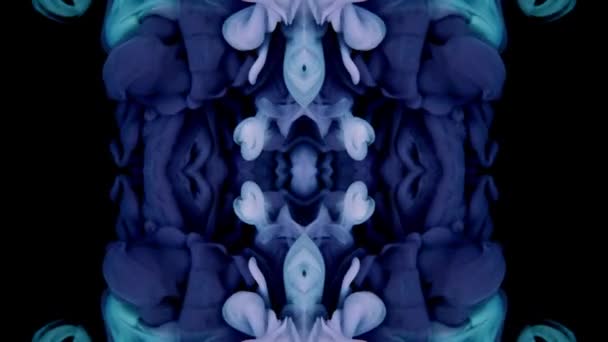 Абстрактний Оригінальний Барвистий Калейдоскоп Синіх Білих Тонах Чорному Тлі Абстрактний — стокове відео
