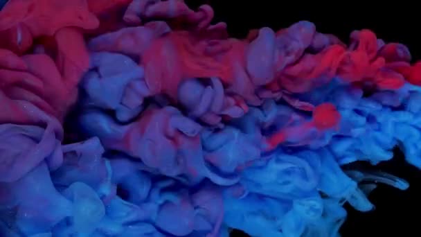 Color Real Pintura Cae Agua Cámara Lenta Tinta Arremolinándose Bajo — Vídeos de Stock