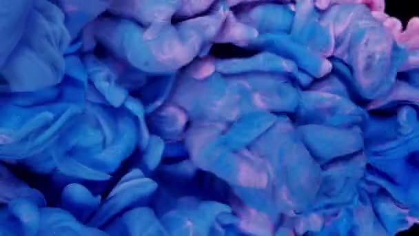Настоящие Капли Цветной Краски Воде Замедленной Съемке Чернила Кружатся Водой — стоковое видео