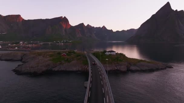 Kuzey Norveç Teki Lofoten Adaları Nın Hava Görüntüleri — Stok video