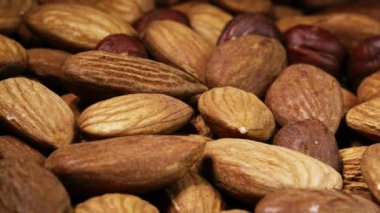 Almond Nuts close up macro shot with selective focus. Healthy organic nutrition eating