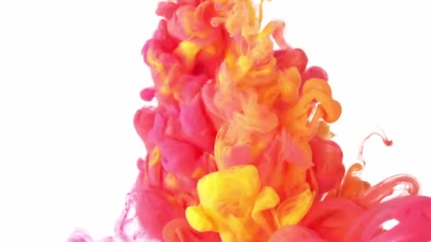 Tinta Naranja Roja Esparciéndose Agua Fondo Colorido Abstracto Con Color — Vídeo de stock