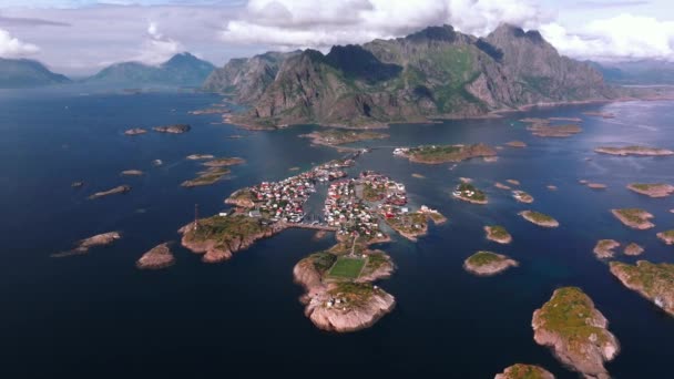 Northern Norways Iconic Soccer Field Henningsv Lofoten Islands — Stock Video