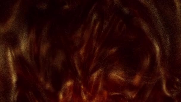 Блискучий Потік Фарби Розплавлена Золота Текстура Плаваюче Чорнило Дефокусований Жовтий — стокове відео