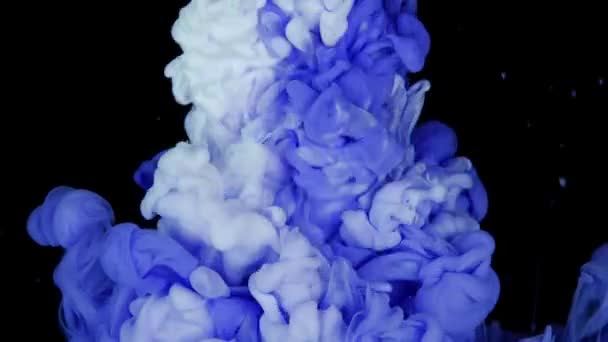 Colorida Tinta Pintura Vista Superior Mezclando Agua Cámara Lenta Líquido — Vídeos de Stock